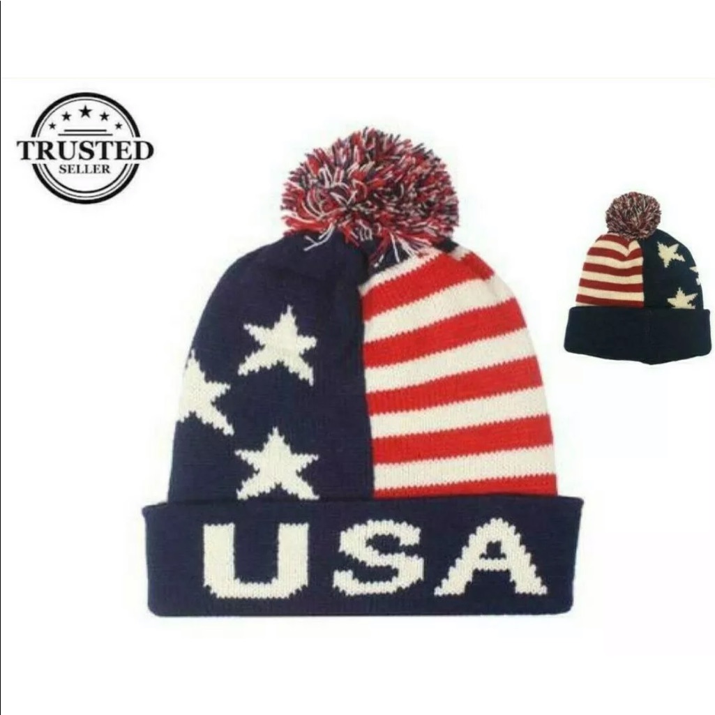 Unisex Usa Patriotic Winter Hat Flag Unisex